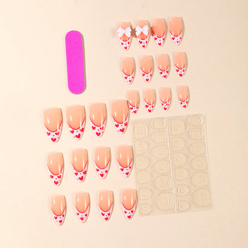 Decorative Heart Accent Stiletto Nail Art Extensions Bowlift