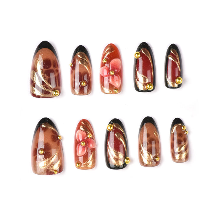 Artistic Floral Design Press-On Nail Tips Bowlift