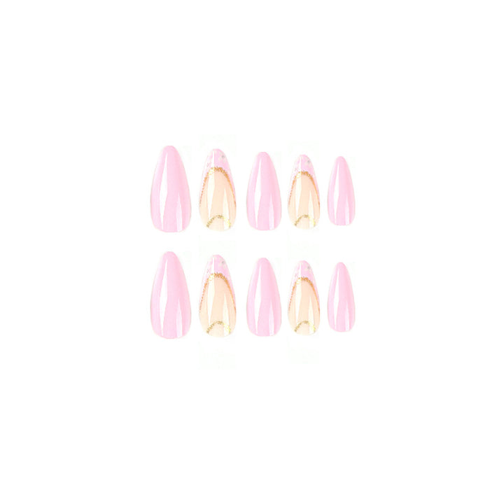 Elegant artificial nails with floral design and golden accents Bowlift