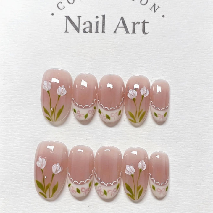 Whimsical Bunny-Themed Press-On Nail Art Set Bowlift