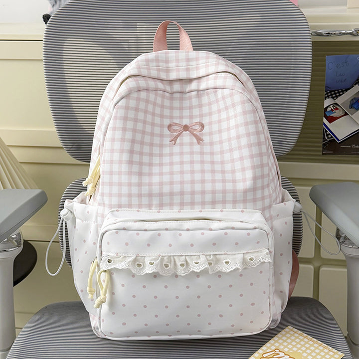 Playful Gingham Print School Backpack Bowlift