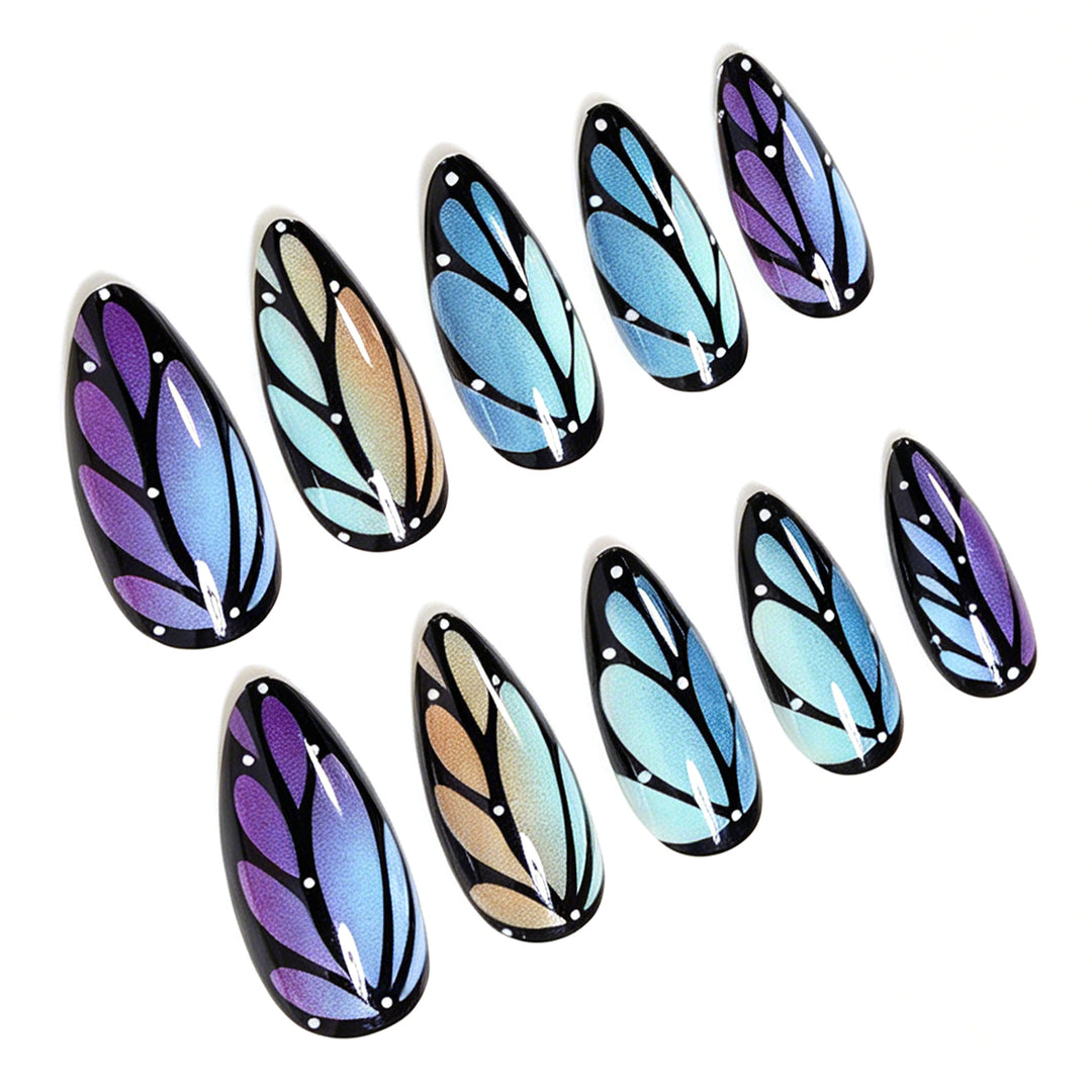 Artistic Stiletto Nail Art Set with Leaf Patterns Bowlift