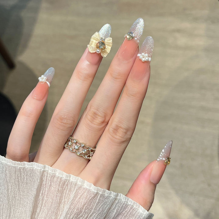 Glamorous Rhinestone-Embellished Nail Art Extensions Bowlift
