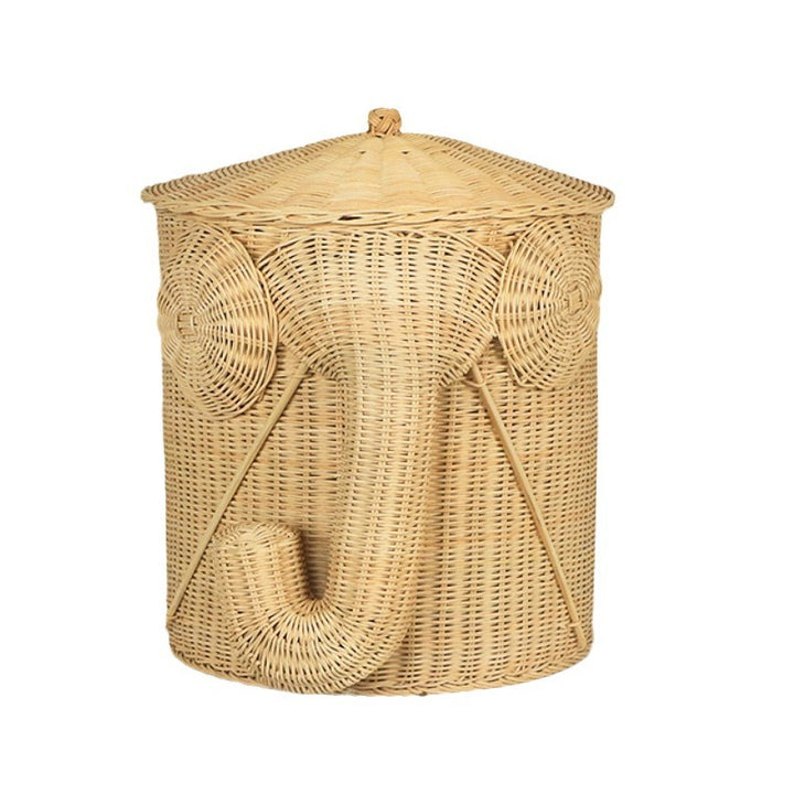 Whimsical Elephant-Themed Woven Storage Bin Bowlift