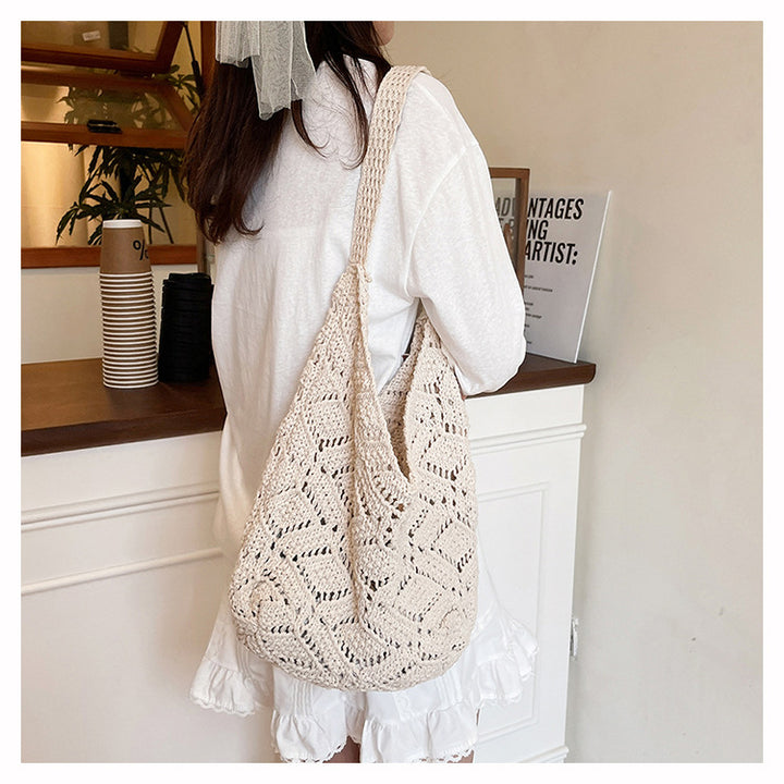Floral Embellished Crochet Shoulder Bag Bowlift