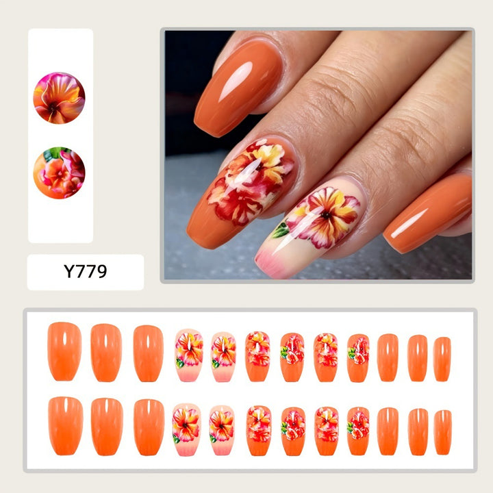 Artificial nails with floral drop design Bowlift