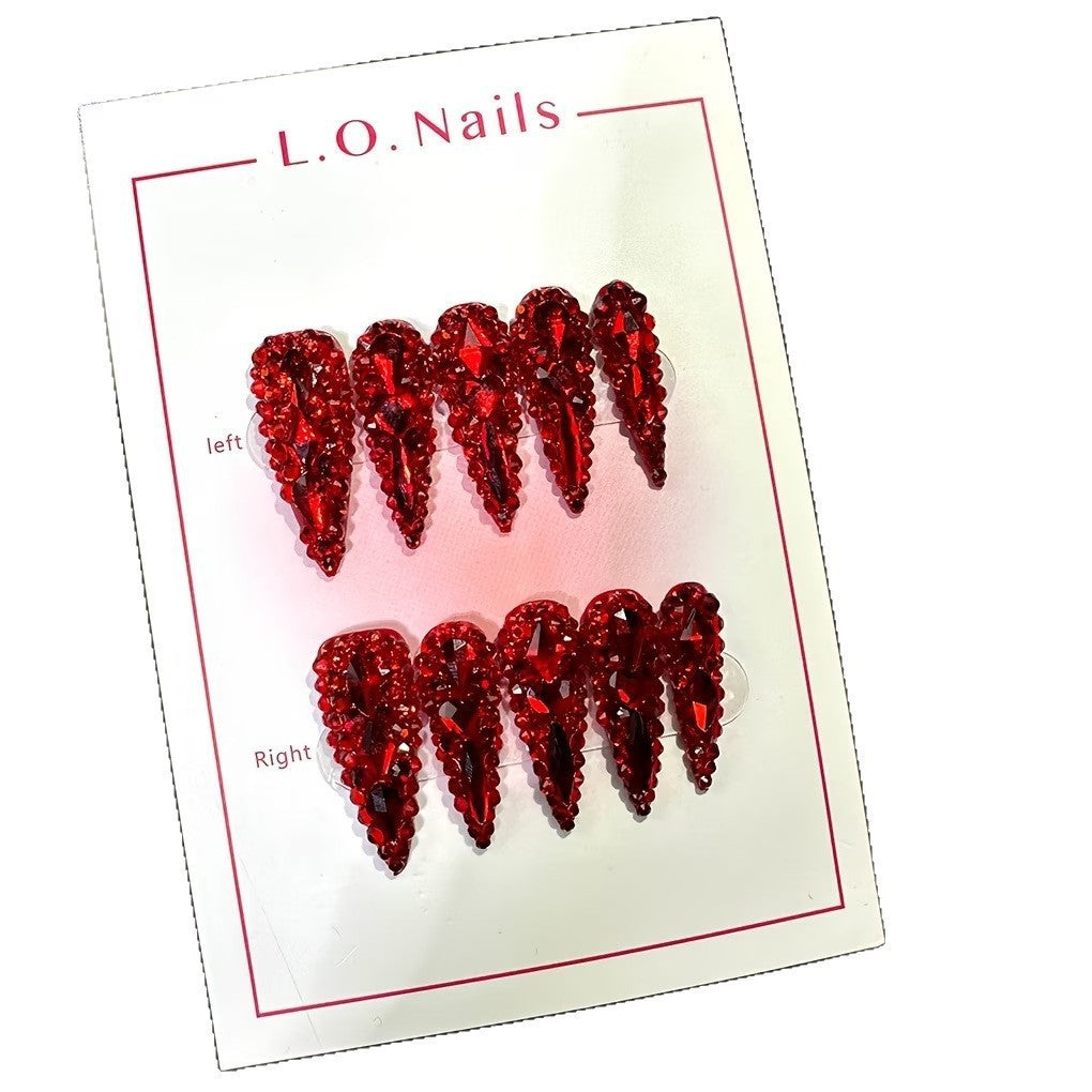 Rhinestone-Embellished Stiletto Nail Extensions Bowlift
