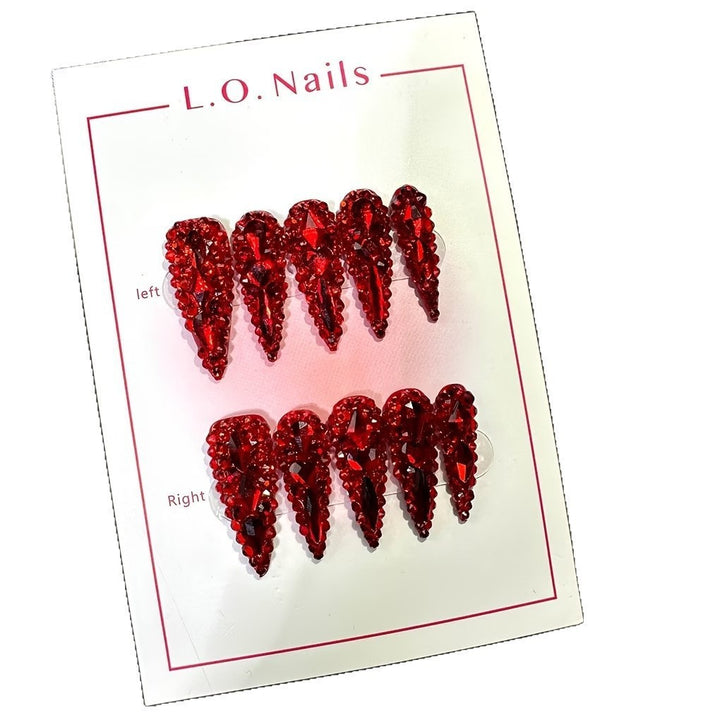 Rhinestone-Embellished Stiletto Nail Extensions Bowlift