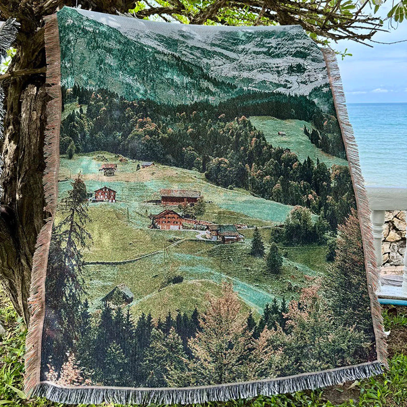 Scenic Landscape Woven Throw Blanket