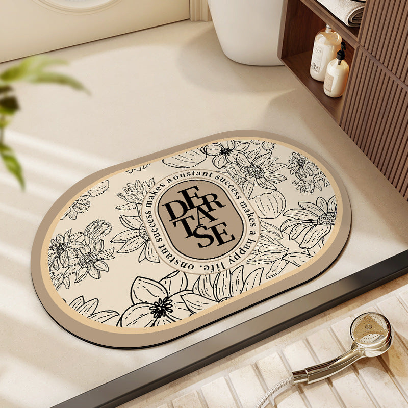 Floral Patterned Bath Mat Bowlift