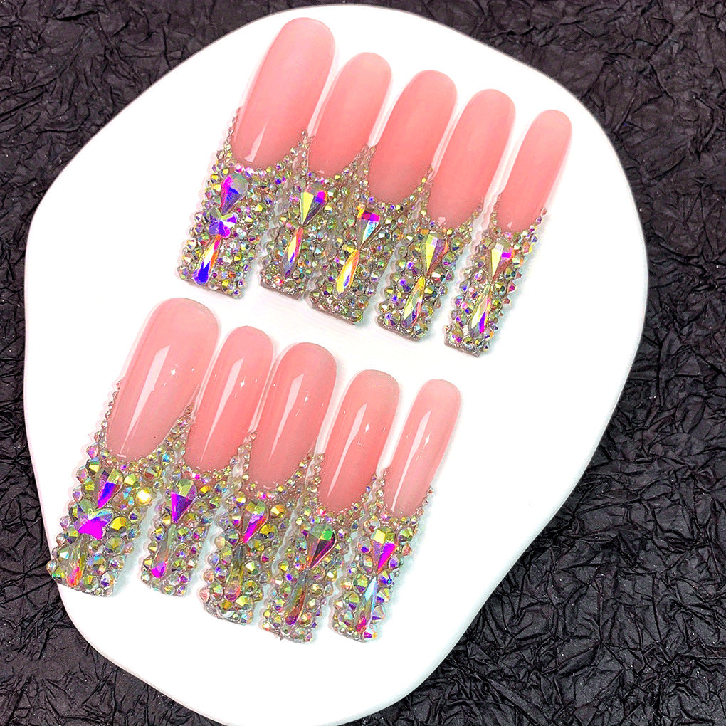 3D Decorative Press-On Nail Extensions with Sparkling Gem Accents Bowlift