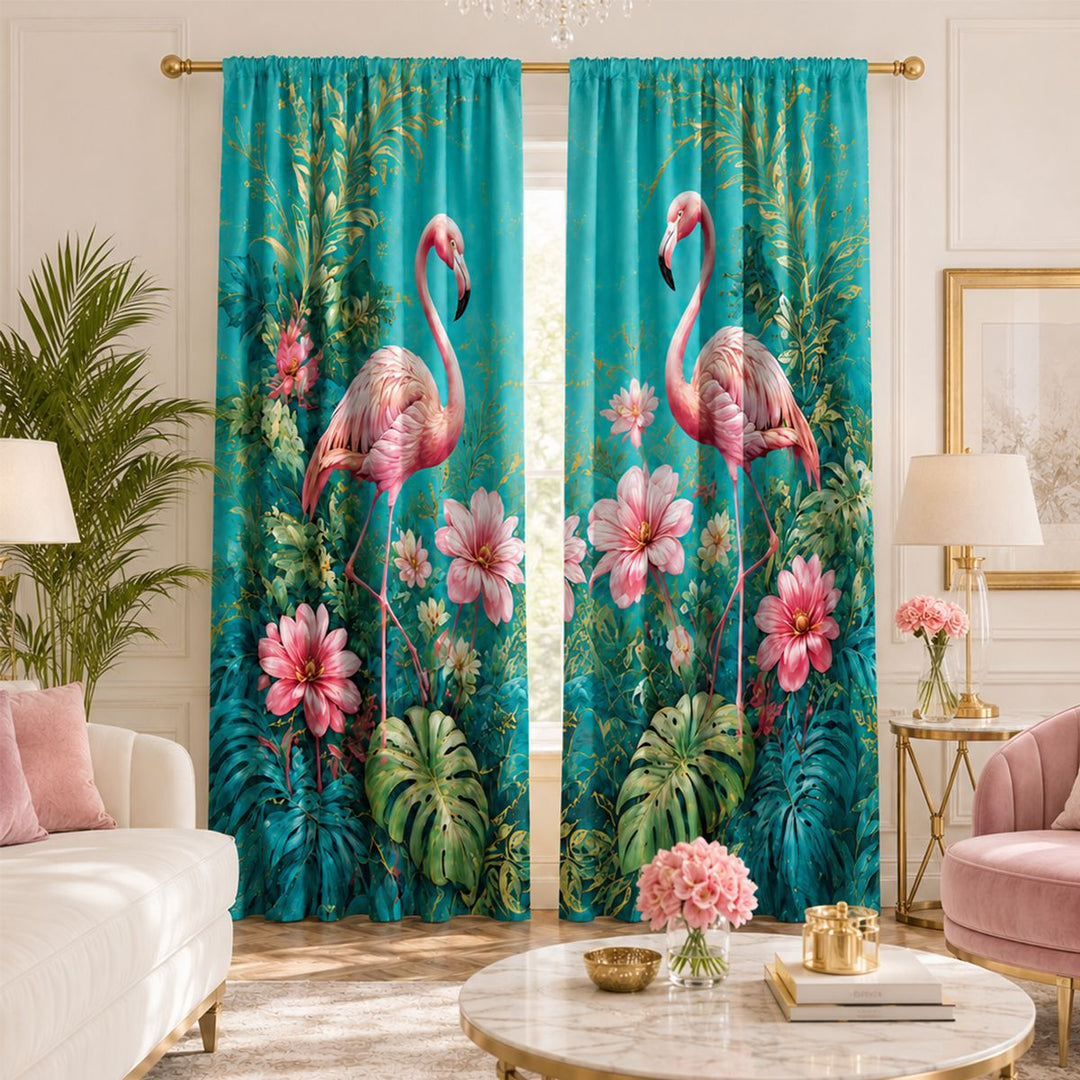 Ornate Bird Patterned Window Curtain