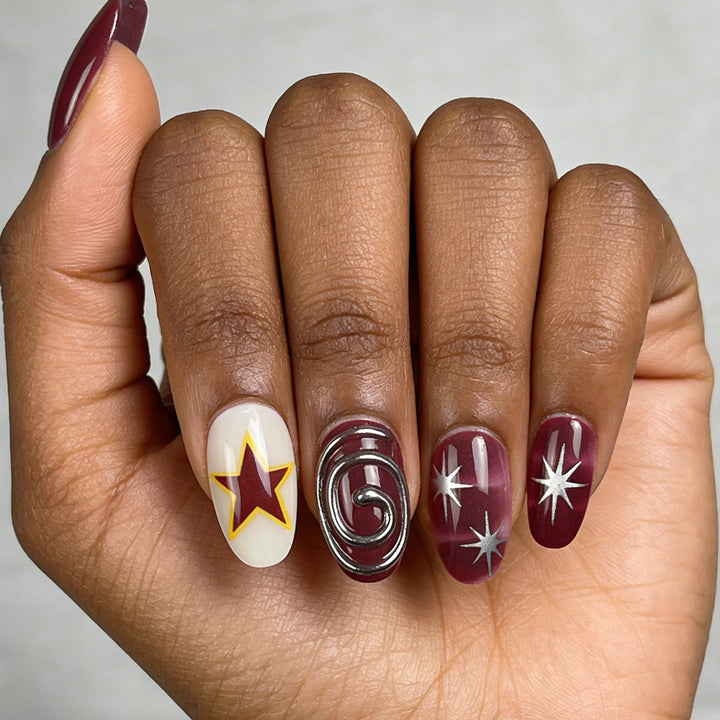 Starry Patterned Stiletto Press-On Nails Bowlift