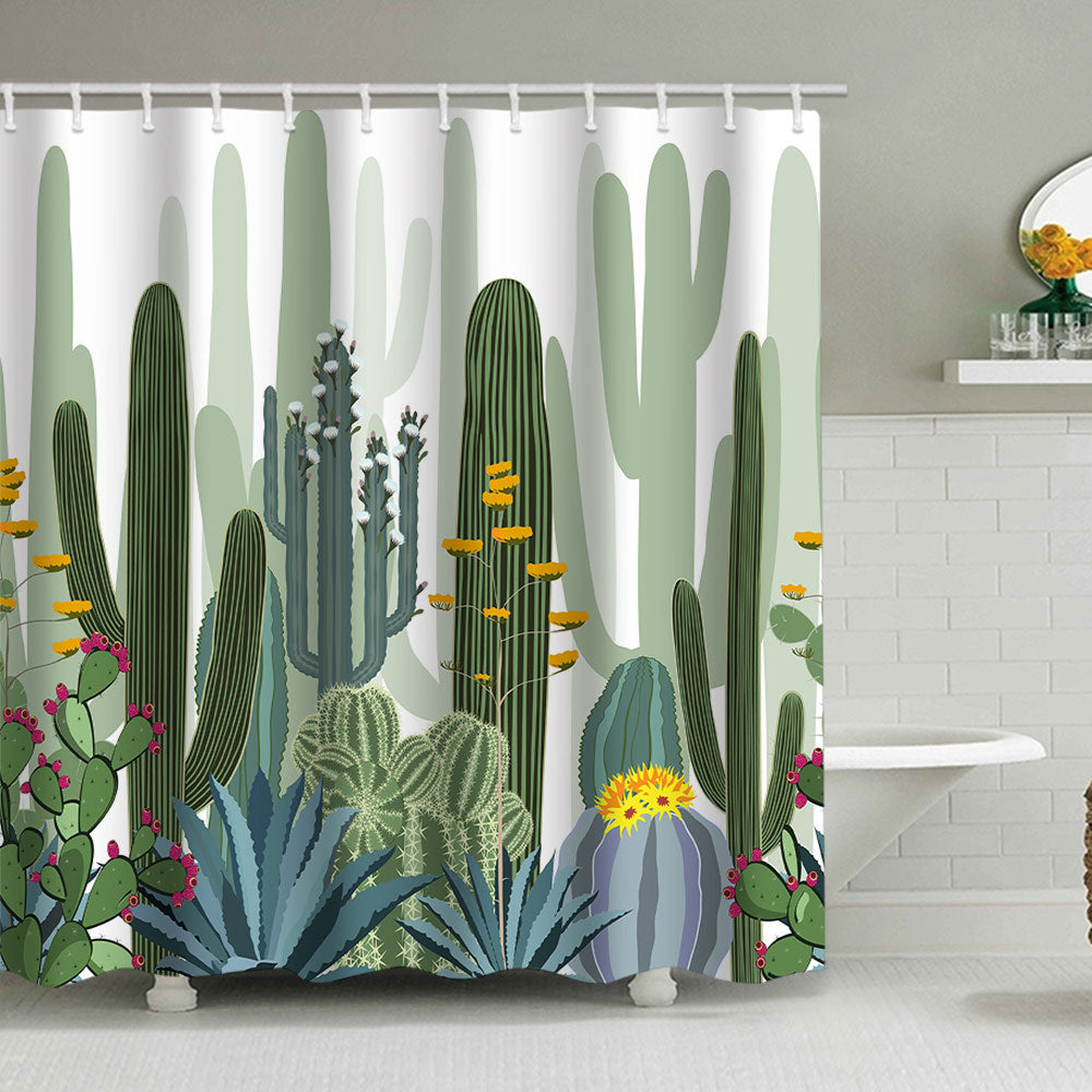 Cactus Garden-Themed Shower Curtain Bowlift