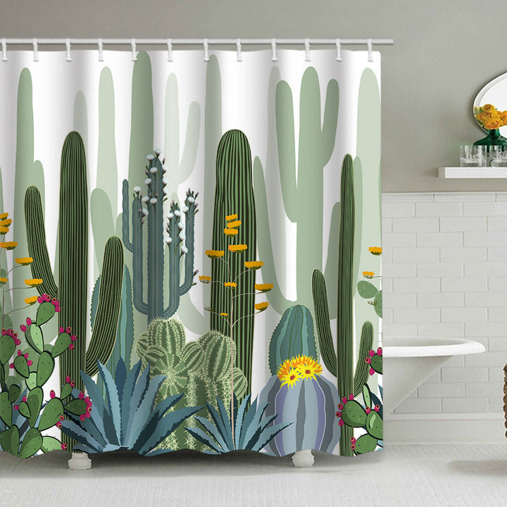 Cactus Garden-Themed Shower Curtain Bowlift