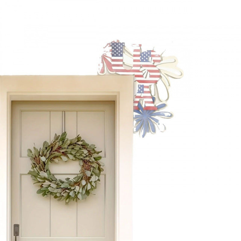 Independence Day layered laser-cut corner door and wall plaque with USA flag letter motif Bowlift