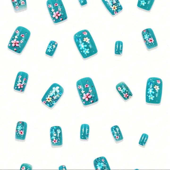Artificial nail set with vibrant floral designs Bowlift