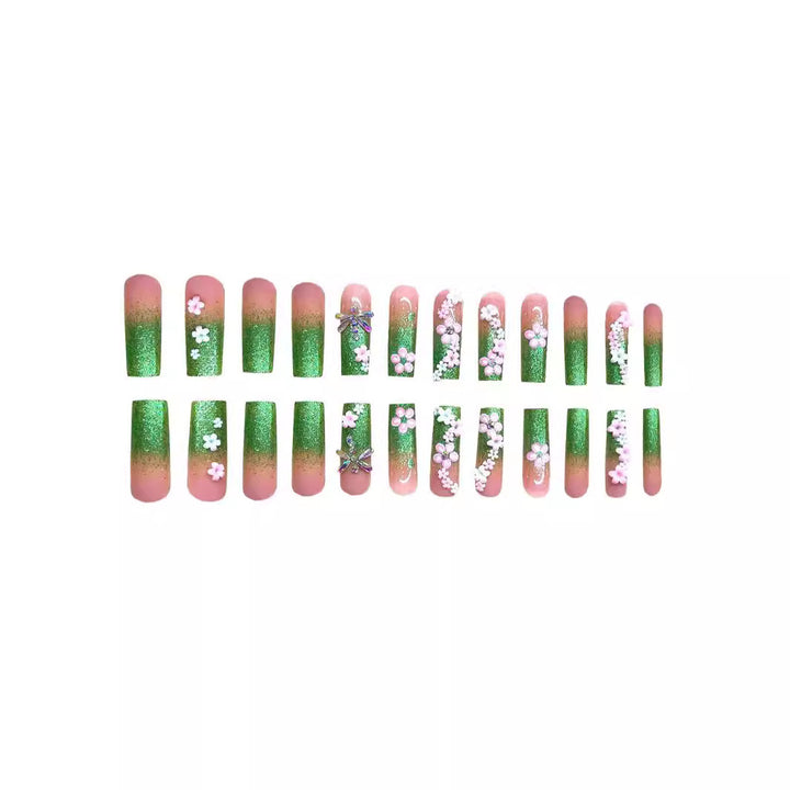 Decorative Floral Acrylic Nail Art Extensions Bowlift