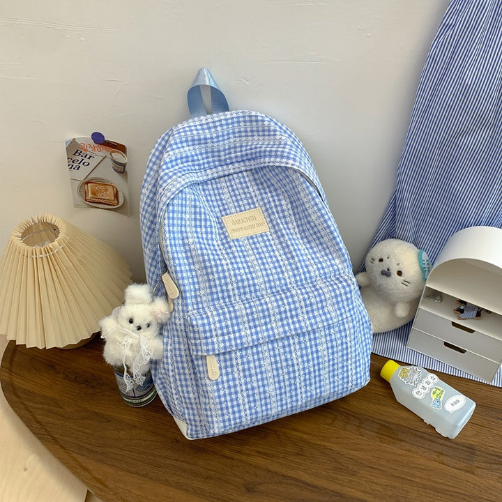 Gingham Patterned Casual Backpack