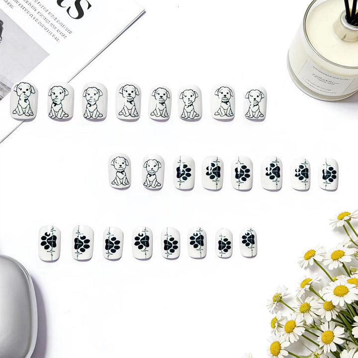 Acrylic nails with cute dog design Bowlift
