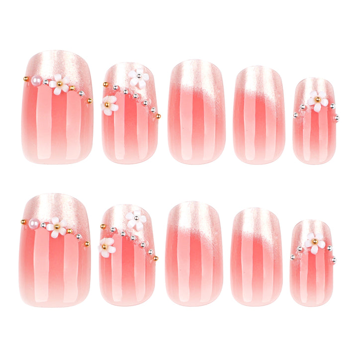 Artful Nail Extensions with delicate flower decorations Bowlift