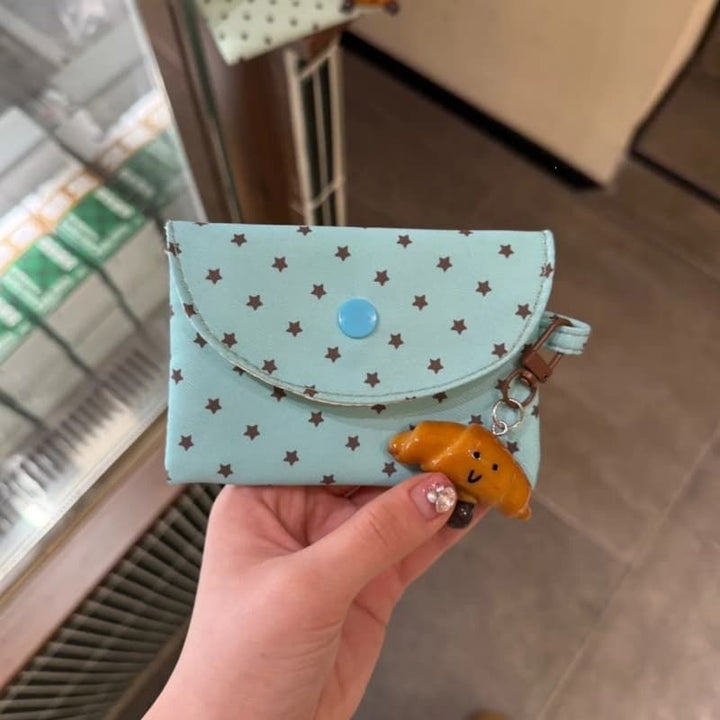 Compact Star-Print Snap Card Wallet with Coin Pouch Bowlift