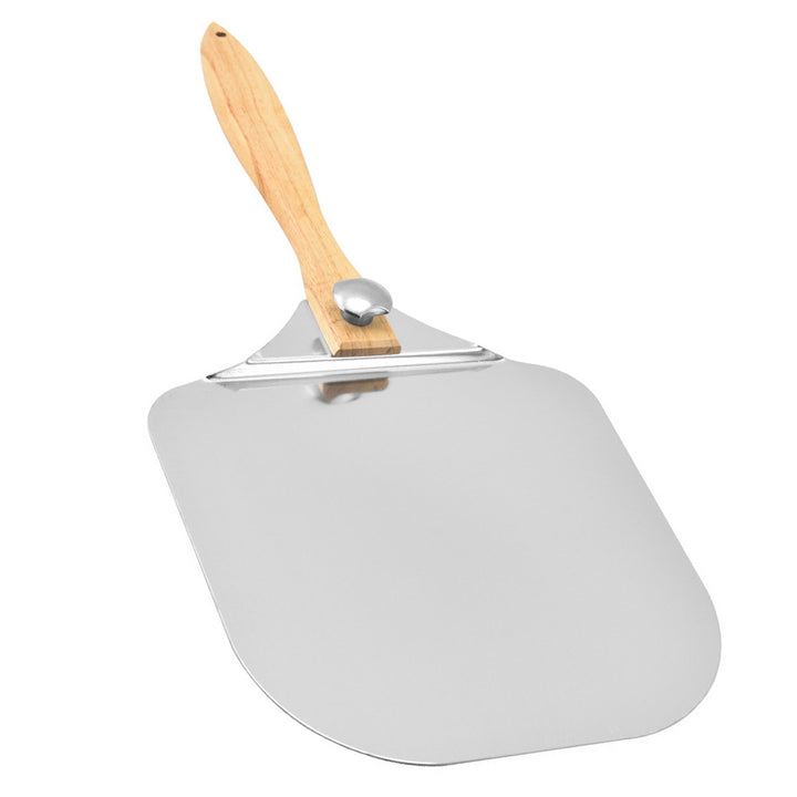large stainless steel pizza peel with wooden handle Bowlift