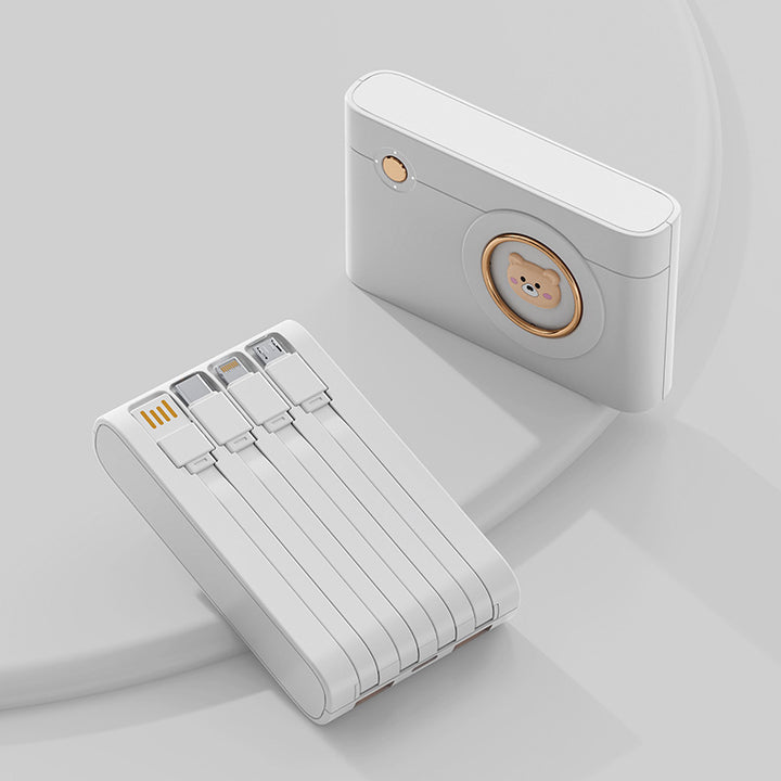 Portable power bank with integrated cable system and innovative charging functions Bowlift