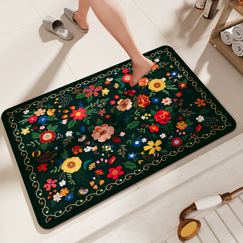 Floral Patterned Bath Comfort Mat Bowlift