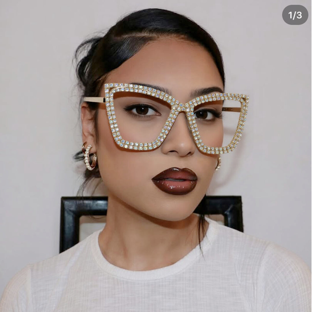 Women's extravagant sunglasses with sparkling crystal frame Bowlift
