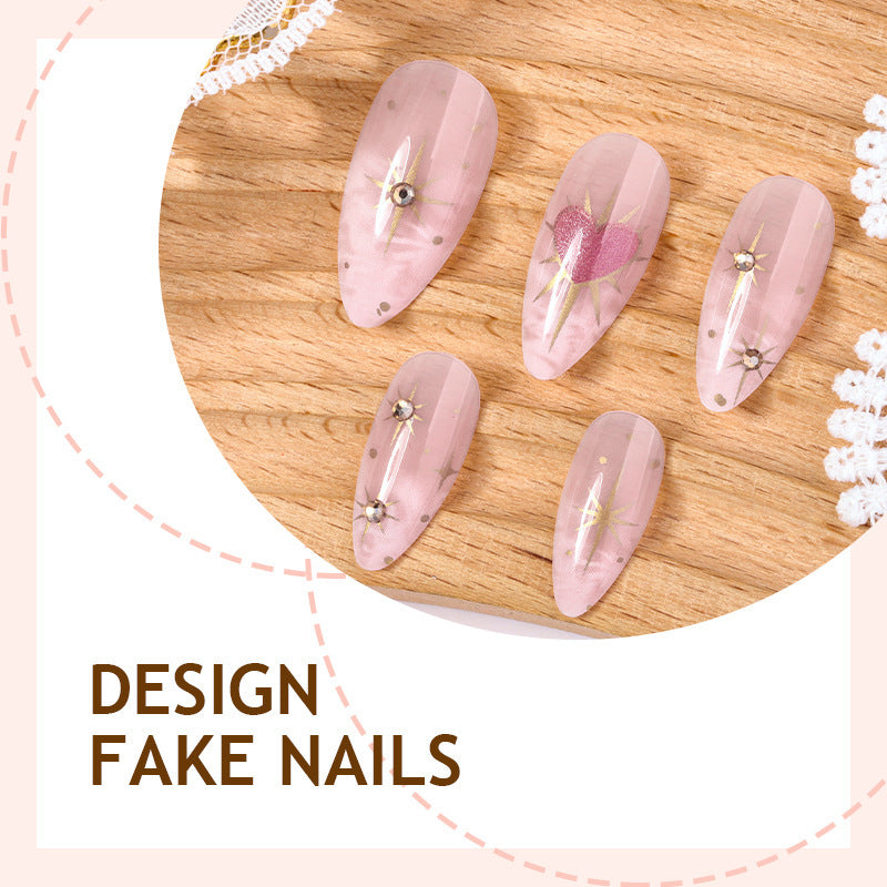 Art nail set with romantic leaf and flower accents Bowlift