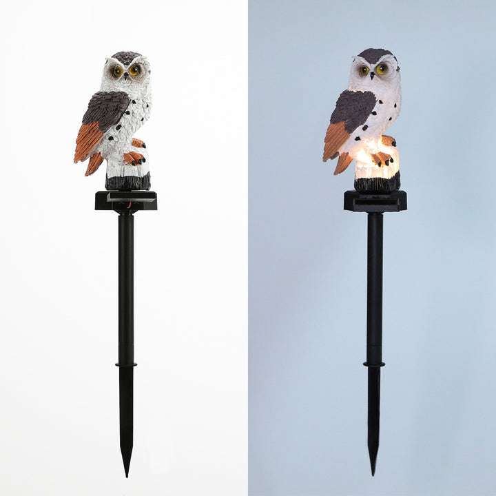 Realistic Owl Solar Garden Stake Light With LED Resin Sculpture Bowlift