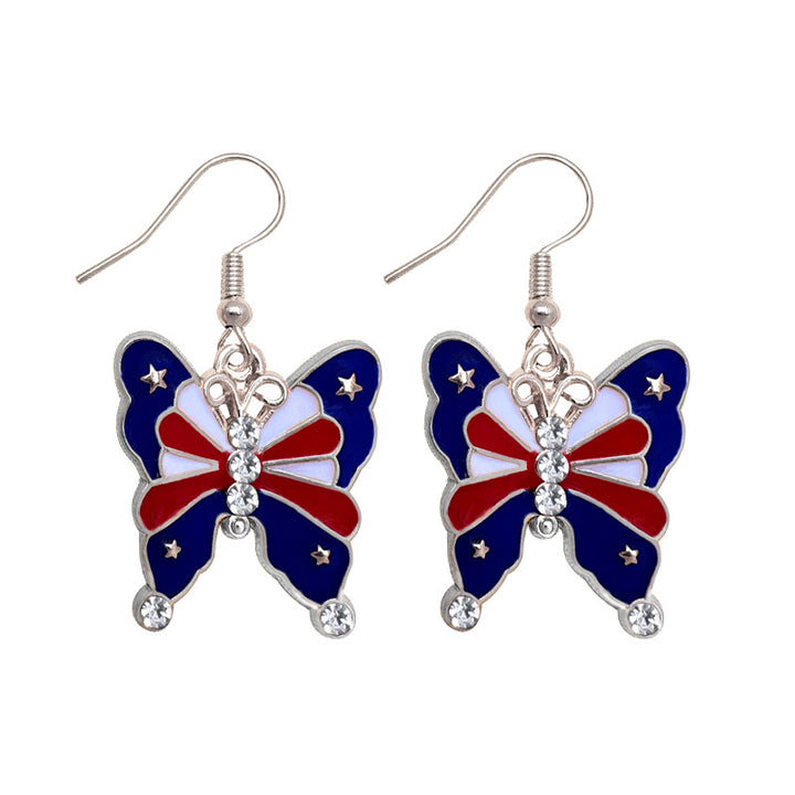 Women's stud earrings wing design enamel with star motif and fine alloy Bowlift