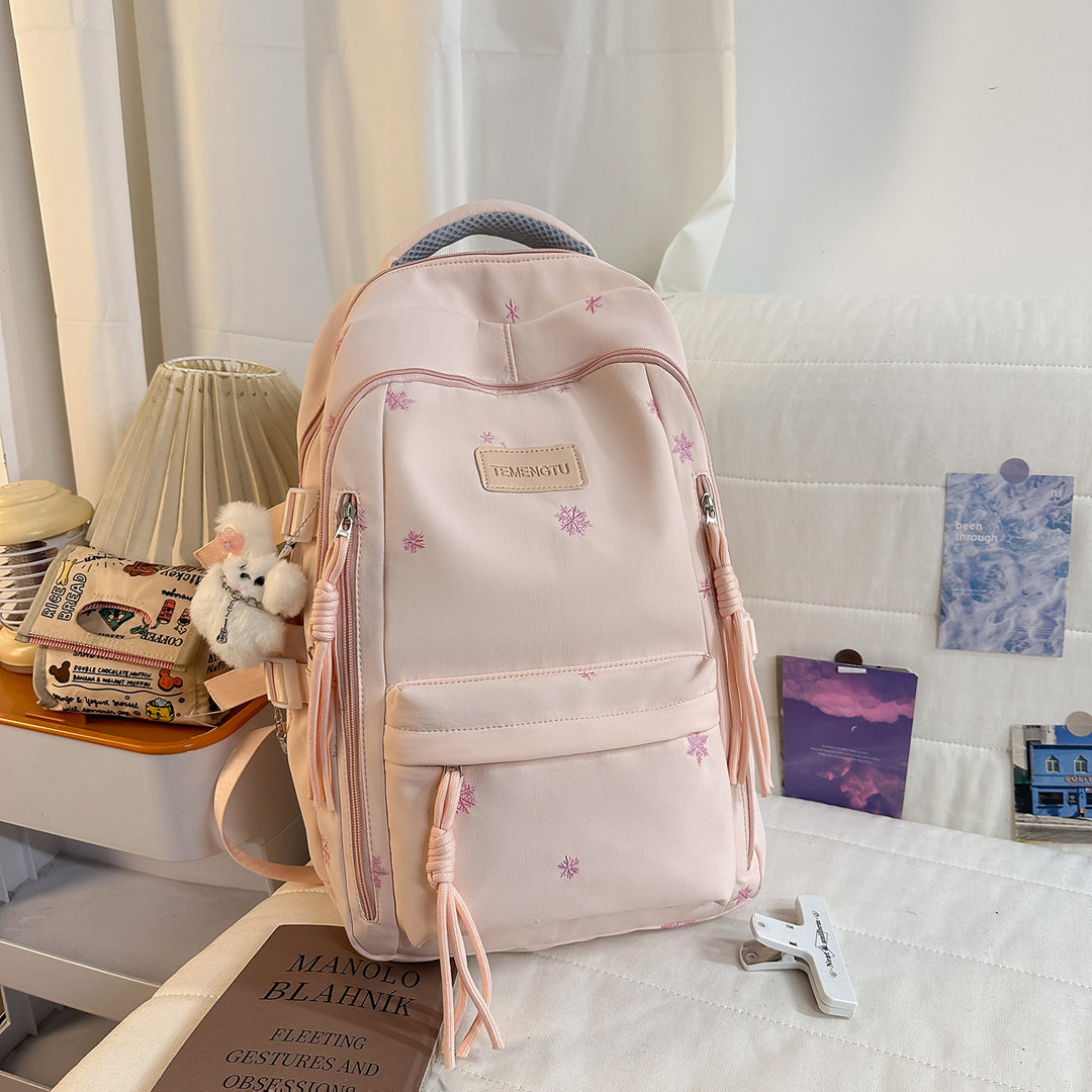 Elegant Floral Embroidered Backpack Bowlift