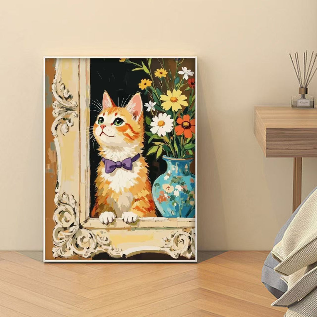 Decorative Cat-Themed Art Print Bowlift