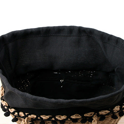 Braided Basket Bag with Pompons Bowlift