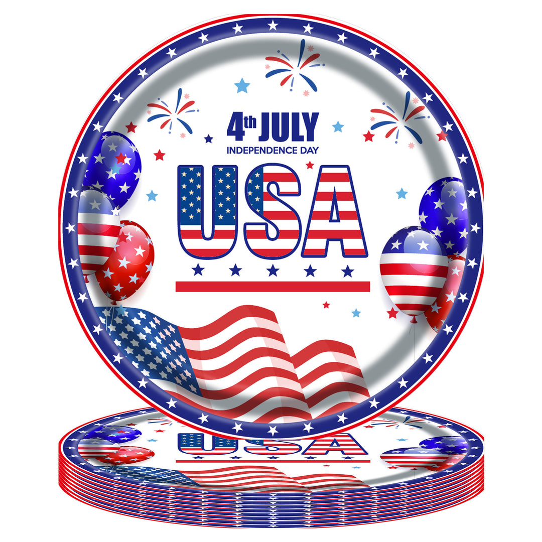 Unisex disposable paper plate with American flag design and Statue of Liberty illustration Bowlift