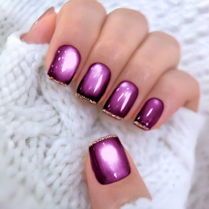 Artistic Press-On Nail Set with Glossy Ombre Finish Bowlift