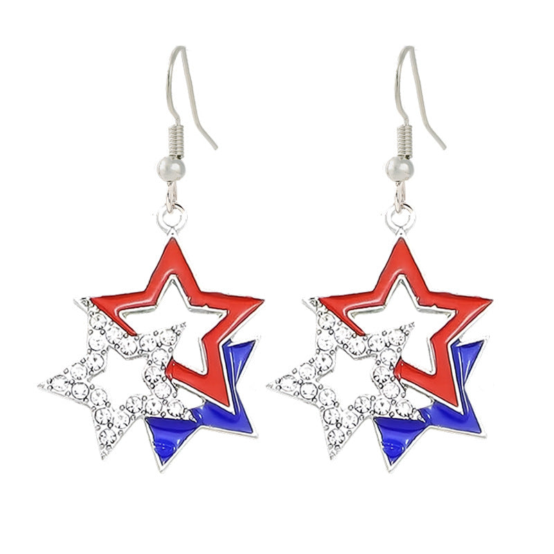 Ladies enamel earrings horseshoe with star stripe motif Bowlift