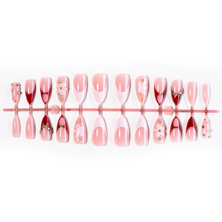 Artificial nail set with floral and glamorous accents Bowlift 1789119024