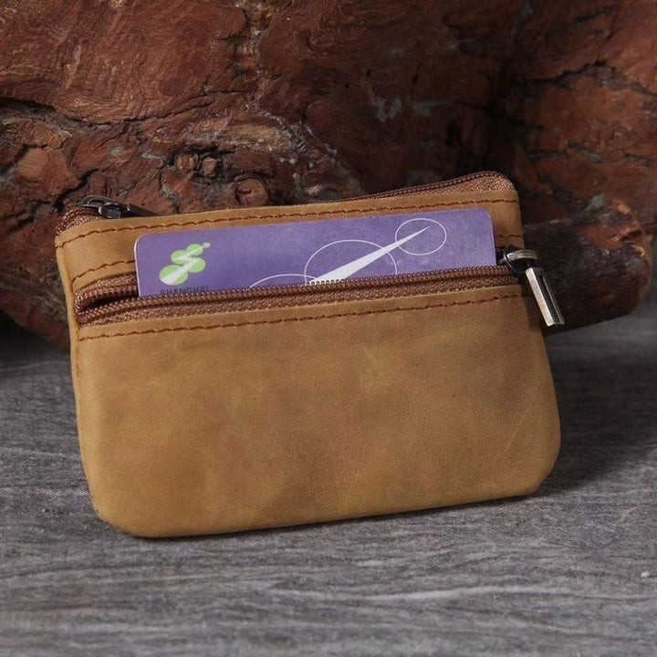 Compact Leather Zippered Coin Pouch Bowlift
