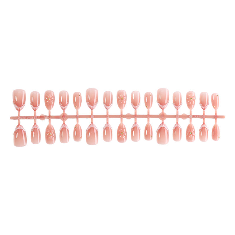 Decorative Press-On Nail Set with Floral Accents Bowlift 1788495814