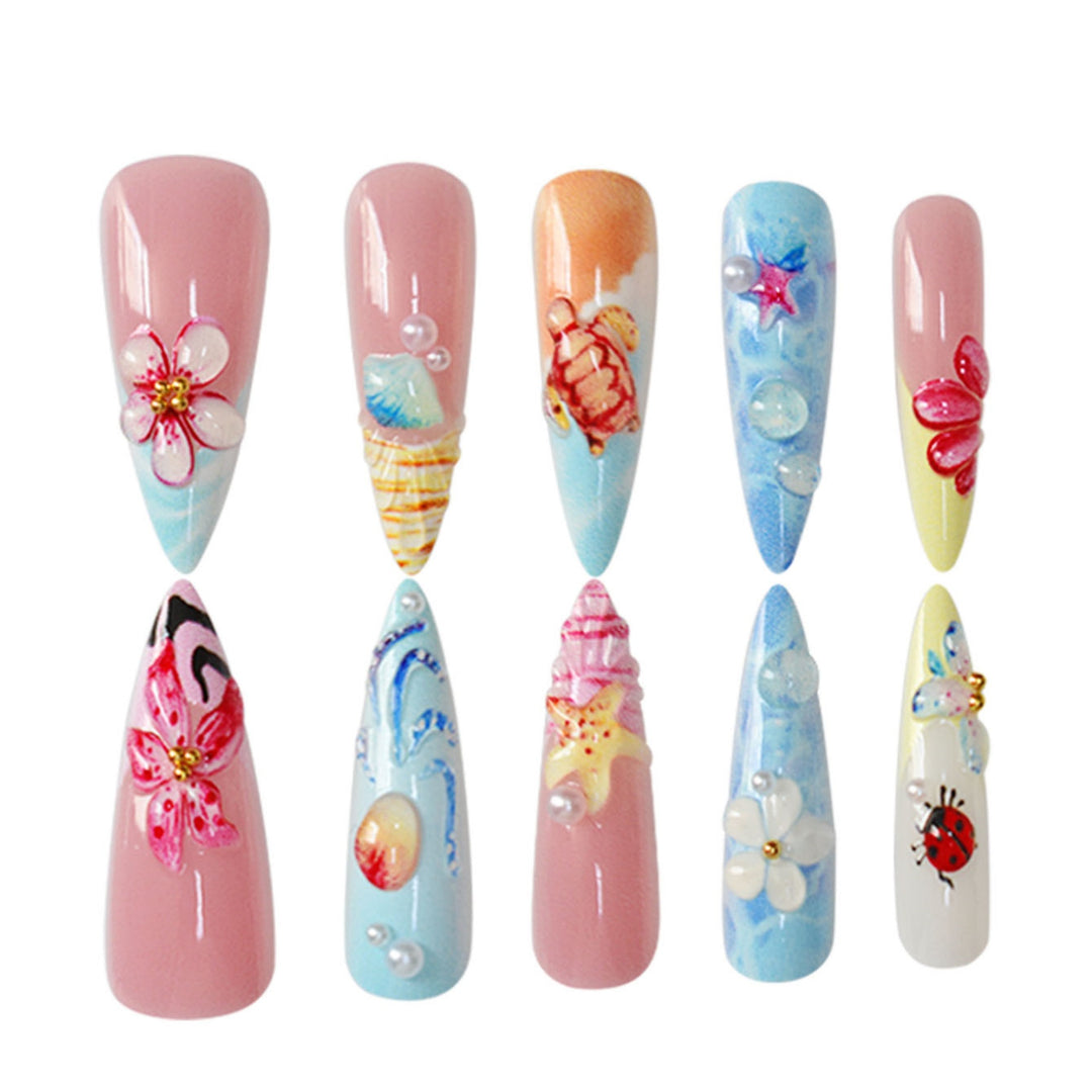 Artistic Sea-Inspired Press-On Nails Bowlift