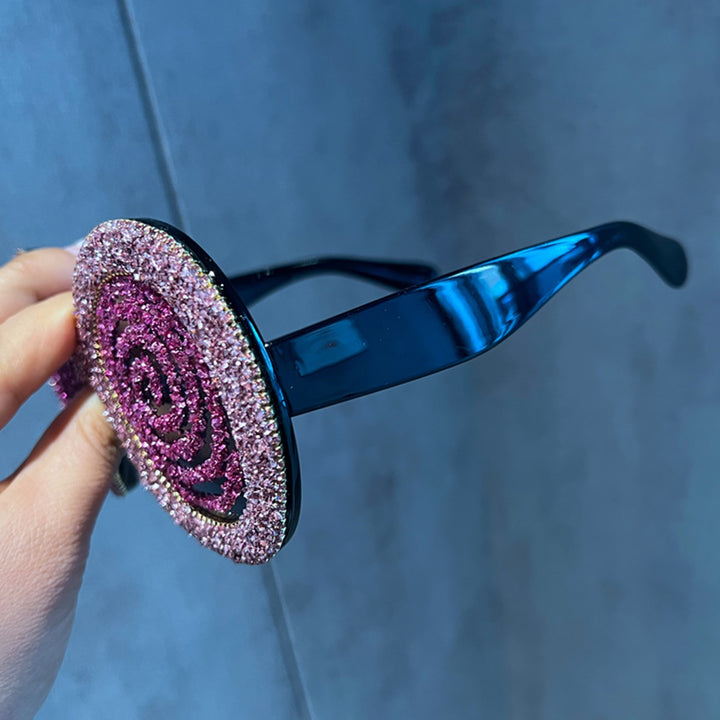 Women's Statement Sunglasses with Spiral Glitter Design Bowlift