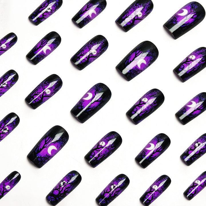 Artificial nails with Mystical Moon and Tree Design Bowlift