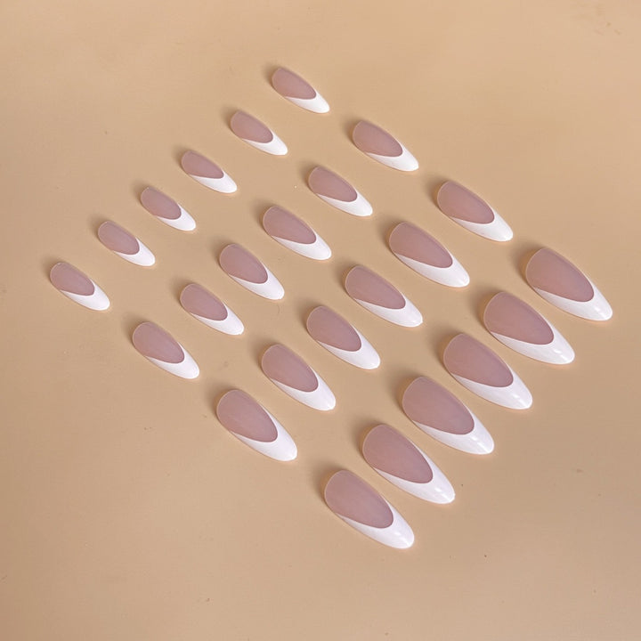 Elegant French Tip Almond-Shaped Nail Extensions Bowlift