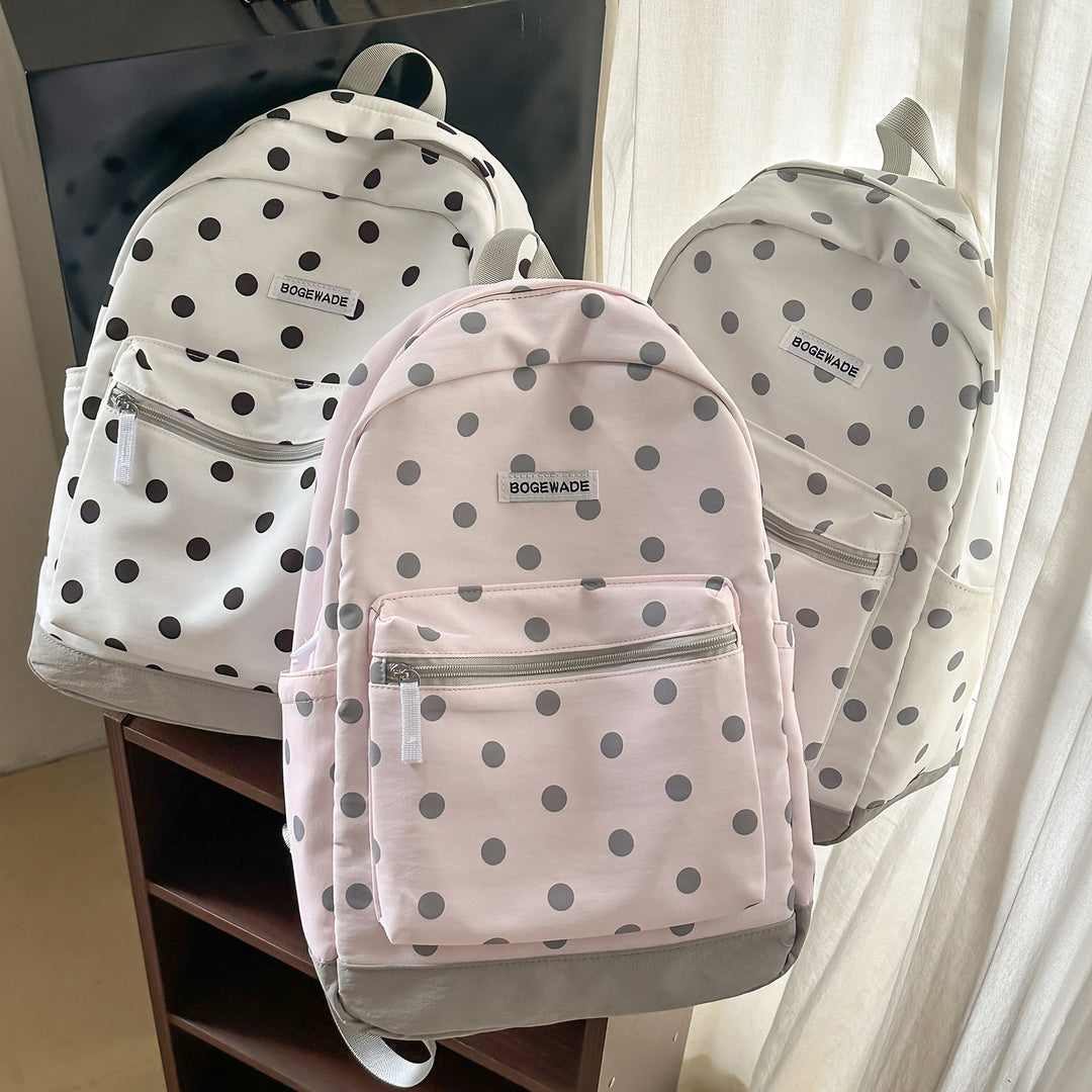 Casual Dot-Printed Backpack Bowlift