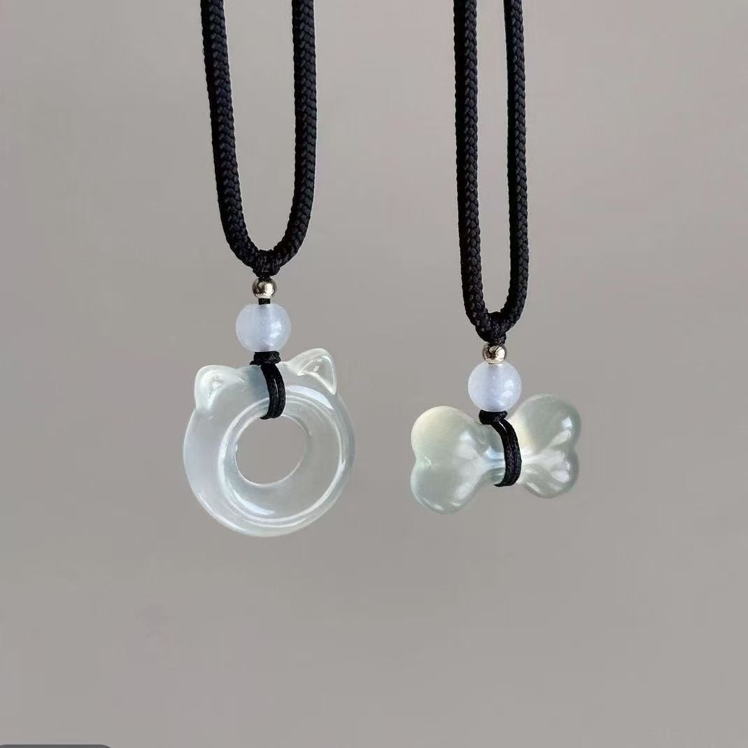 Cute Cat and Bone Pendant Necklace Bowlift
