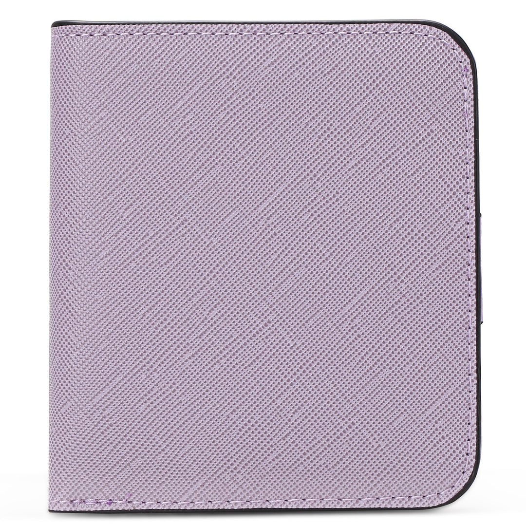 Compact Saffiano Card and Coin Wallet with Zipper Pocket Bowlift