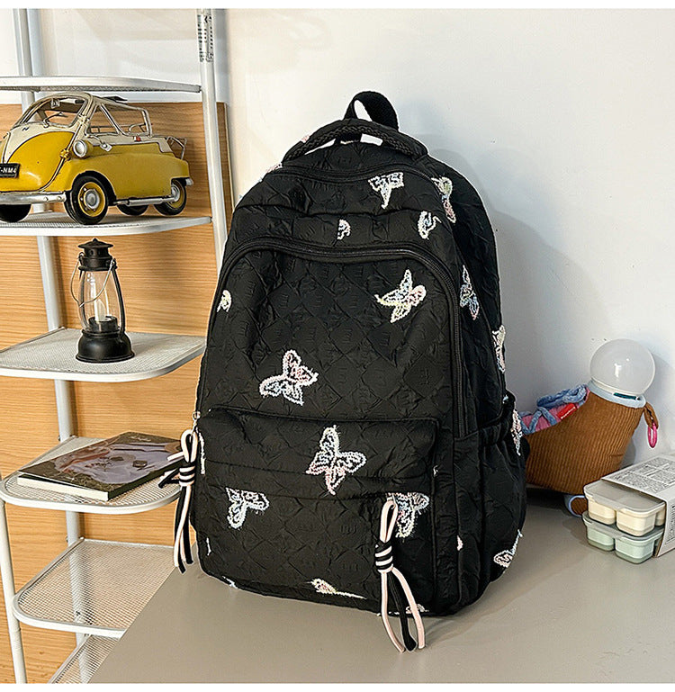 Embroidered Butterfly Design Backpack